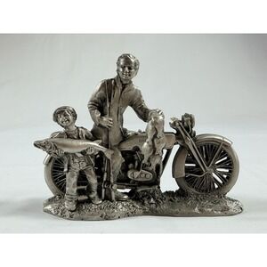 Harley-Davidson Fine Pewter Fishing Scene Figurine Collectable Vintage Winn